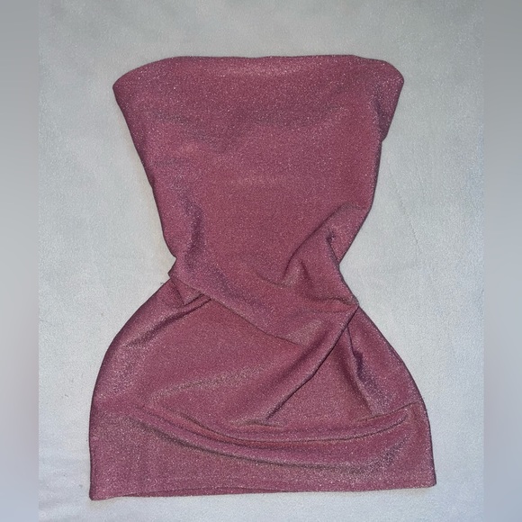 Sparkly pink mini strapless dress - Picture 1 of 5